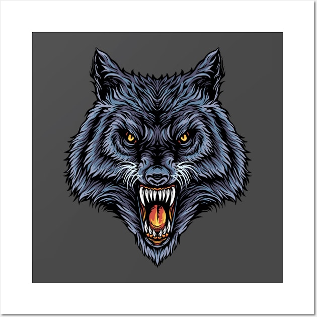 Angry Wolf Wall Art by Deerandwolf.ink